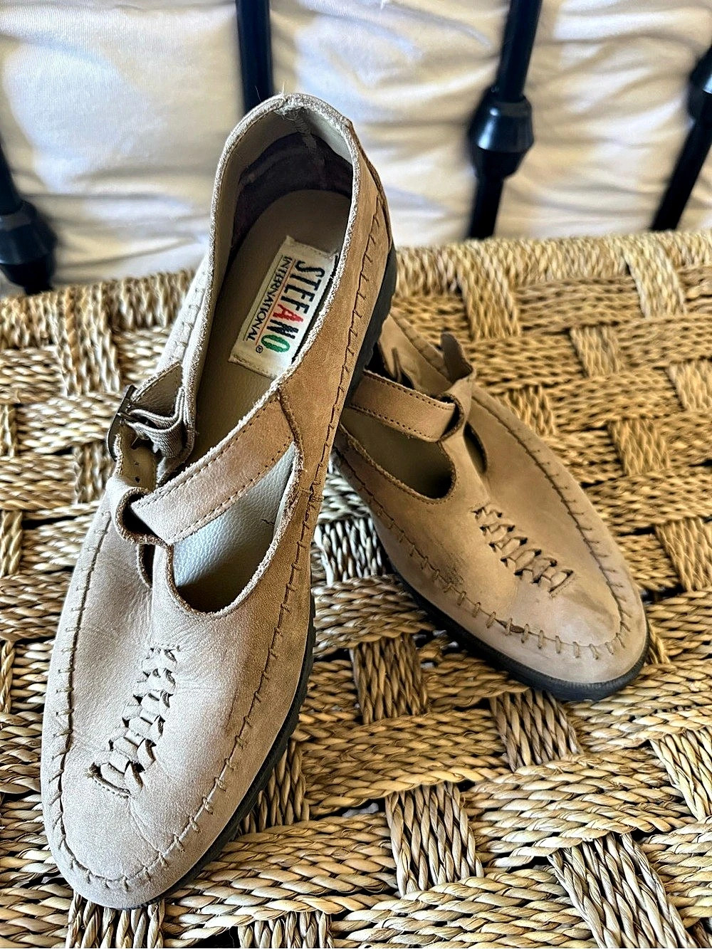 Stefano Leather Mary Jane Moccasins Brown